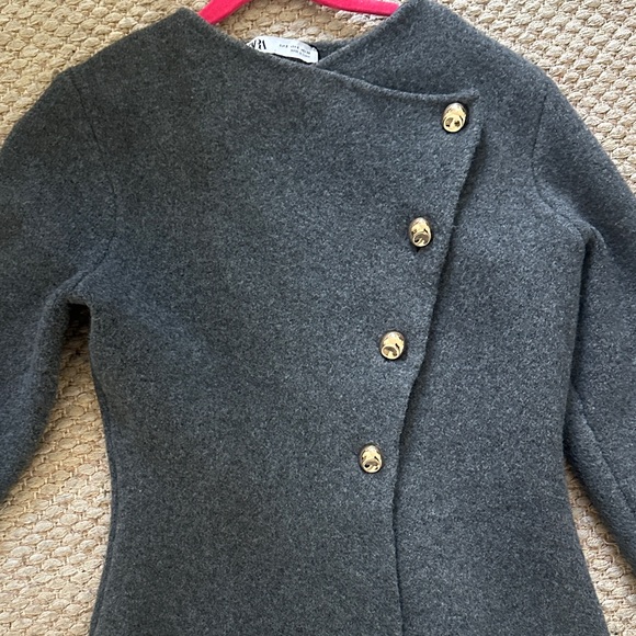 Zara Gray Wool Jacket with Gold Buttons BRAND NEW - Picture 3 of 5